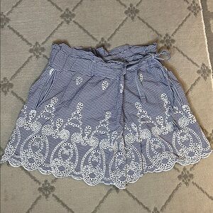 Zara Blue and White Gingham Patterned Mini Shorts